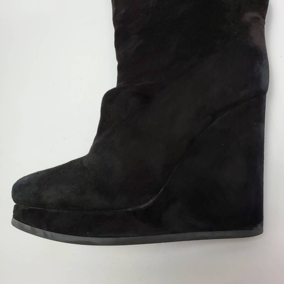 Jil Sander Platform Suede Wedge Boot Black Mid Calf Size EUR 39 - Picture 11 of 12